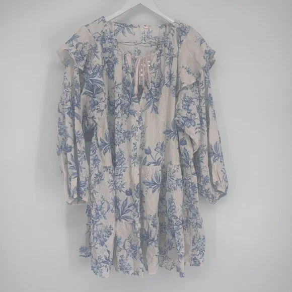 Free People Blue and White Floral Mini Dress - Picture 2 of 5